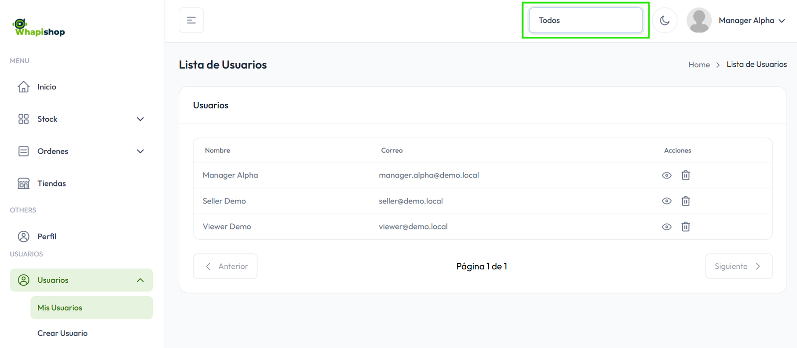 desvincular usuarios de todas las tiendas