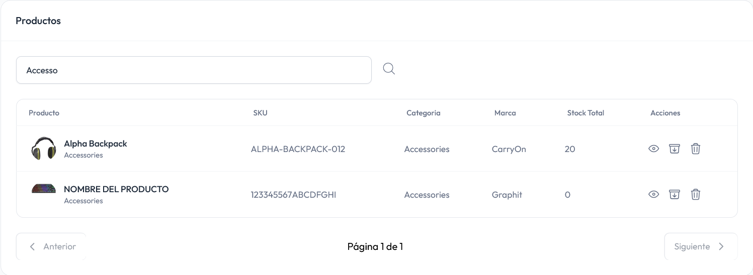 Búsqueda de productos