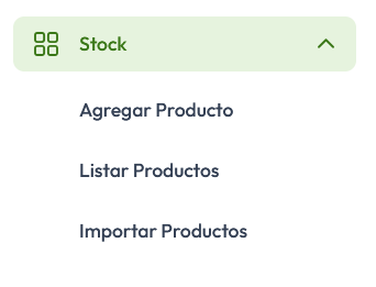 Menú lateral - Productos