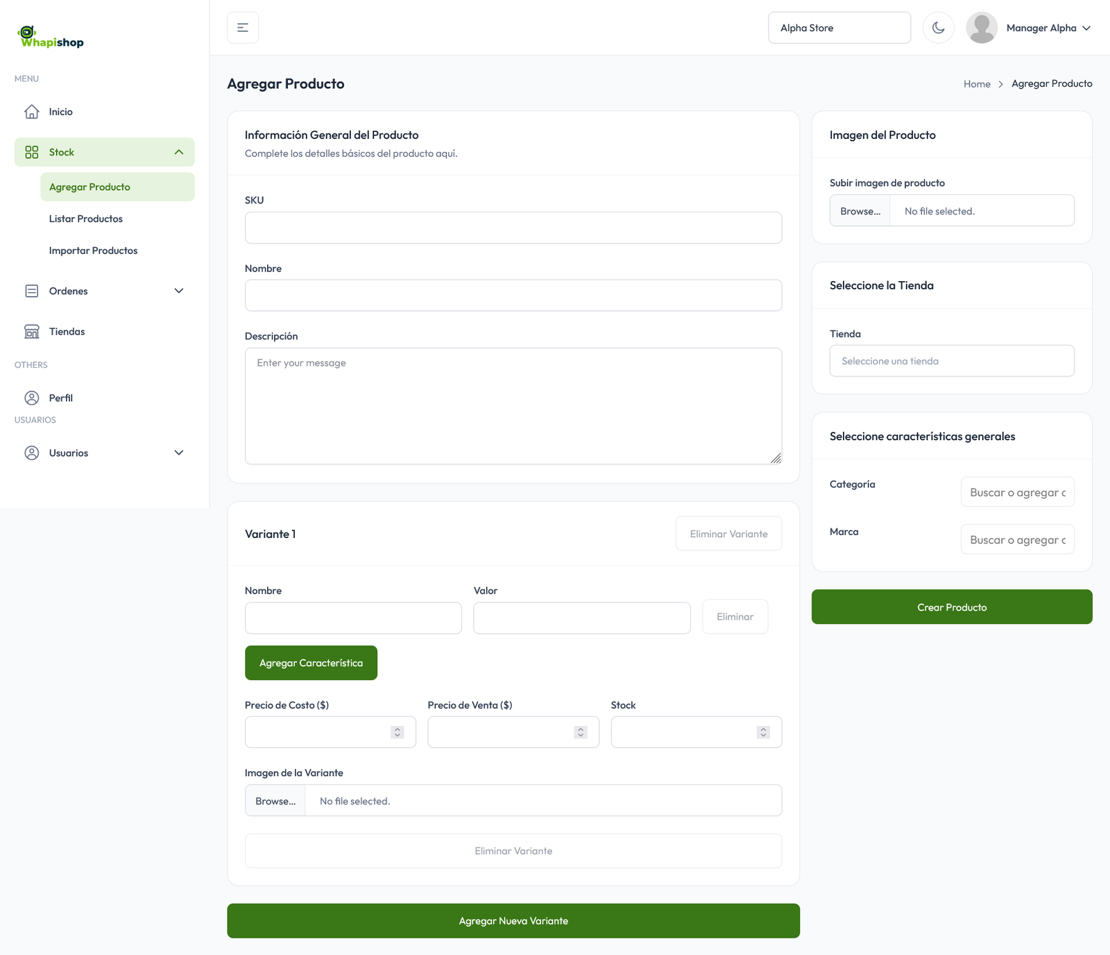 Botón nuevo producto